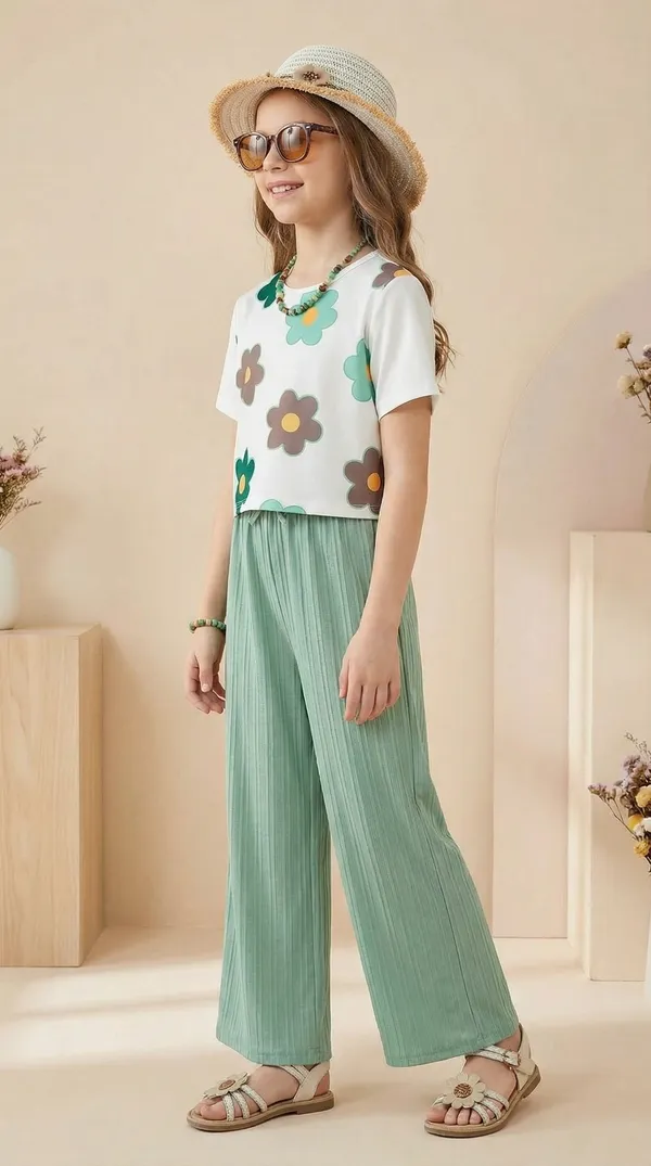 Girls_Mint_Green_Floral_Printed_Top_with_Pleated_Wide-Leg_Palazzo_Co-Ord_Set