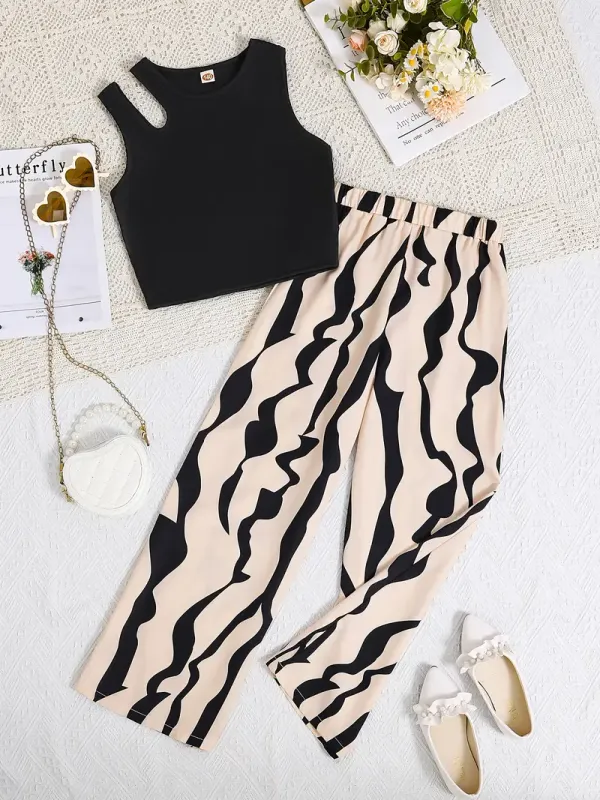 Girls_Stylish_Black_Crop_Top_&_Printed_Wide-Leg_Pant_Set