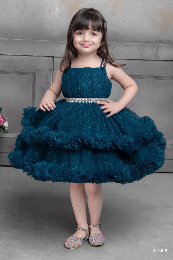 Glamgait Girls Teal Blue Glitter Party Dress Price in India - Buy ...