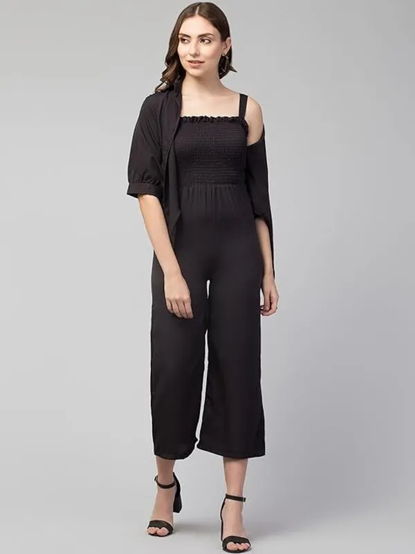 Black_Crepe_Half_Sleeve_2_Piece_Jumpsuit_For_Women