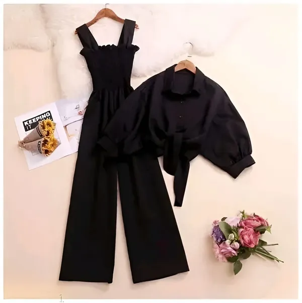 Black_Crepe_Half_Sleeve_2_Piece_Jumpsuit_For_Women