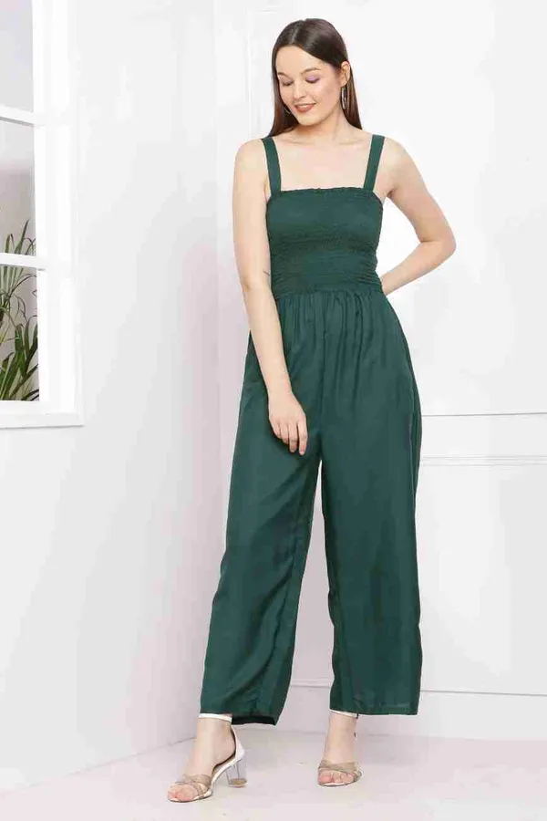 Green_Crepe_Half_Sleeve_2_Piece_Jumpsuit_For_Women