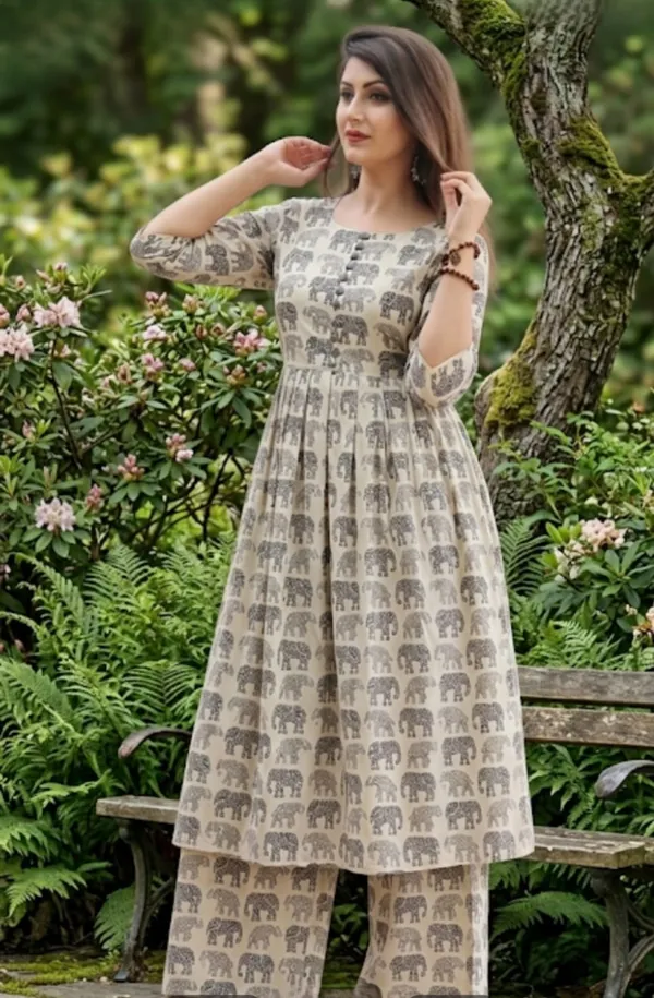 Elegant_Women’s_Printed_Kurta_Palazzo_Set_with_Elephant_Design_|_Casual_Ethnic_Wear_for_Women_|_100%_Pure_Cotton