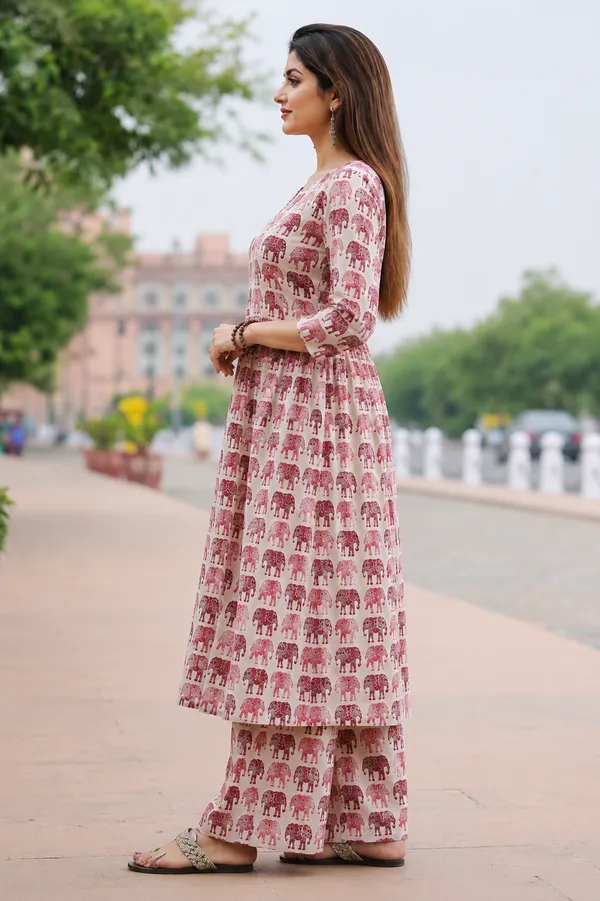 Elegant_Women’s_Printed_Kurta_Palazzo_Set_with_Elephant_Design_|_Casual_Ethnic_Wear_for_Women_|_100%_Pure_Cotton