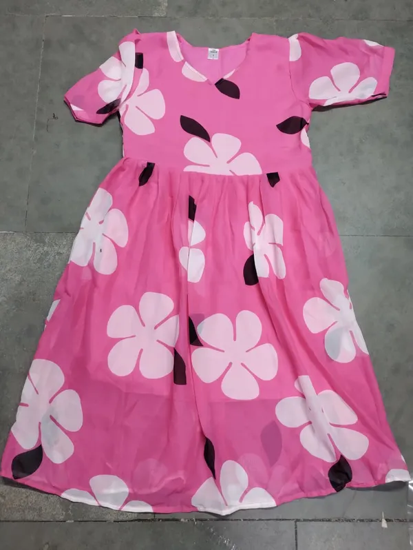 One_Amore_Women's_Pink_Floral_Printed_A-Line_Midi_Dress_|_V-Neck_Casual_Summer_Dress_|_Half_Sleeve_Flared_Dress_for_Women_|_Comfortable_Daily_Wear_Western_Dress