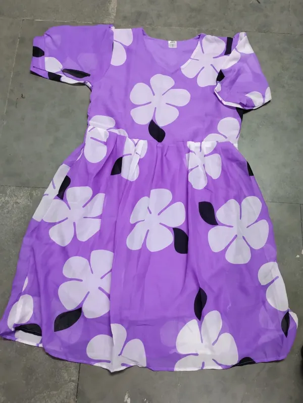 One_Amore_Women's_Purple_Floral_Printed_A-Line_Dress_|_Puff_Sleeve_Knee_Length_Dress_|_V-Neck_Casual_Western_Wear_Dress_for_Women_|_Stylish_Daily_Wear_Dress