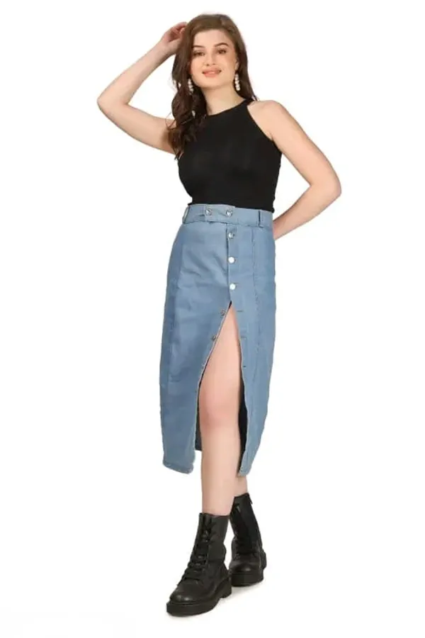 Trendy_High_Waist_Denim_Button_Skirt_for_Women_||_Stylish_Blue_Front_Button_Midi_Skirt_for_Girls__Casual_Denim_Pencil_Skirt_for_Women_||_Fashionable_High_Rise_Blue_Denim_Skirt_for_Ladies_||_Elegant_Front_Slit_Denim_Midi_Skirt_for_Women_||_Western_Wear_Blue_Denim_Skirt_for_Girls_||_Classic_Button-Down_Denim_Skirt_with_Belt_for_Women_||_Everyday_Casual_Denim_Skirt_for_Stylish_Look