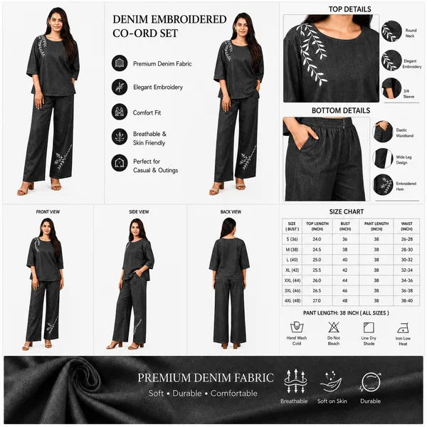 Women_Embroidered_Co-Ord_Set_|_3/4_Sleeve_Top_with_Wide_Leg_Pants_|_Stylish_Casual_Western_Wear_Set