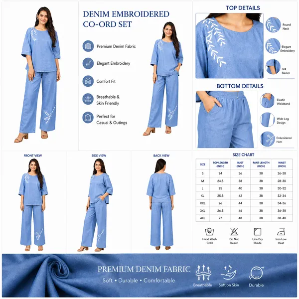 Women_Light_Blue_Embroidered_Co-Ord_Set_|_3/4_Sleeve_Top_with_Wide_Leg_Palazzo_Pants_|_Stylish_Casual_Western_Wear_Set