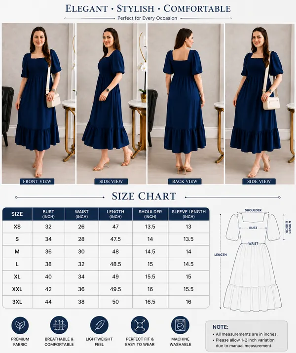 Women's_Blue_Consai_Midi_Dress_|_Puff_Sleeve_Smocked_A-Line_Dress_|_Casual_Western_Dress_for_Women_|_Elegant_Flared_Midi_Dress