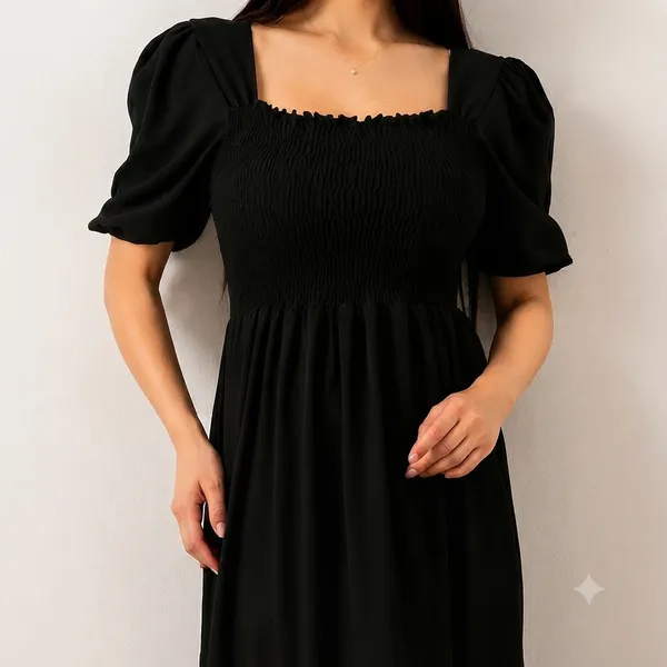 Women's_Consai_Midi_Dress_|_Puff_Sleeve_Smocked_A-Line_Dress_|_Casual_Western_Dress_for_Women_|_Elegant_Flared_Midi_Dress
