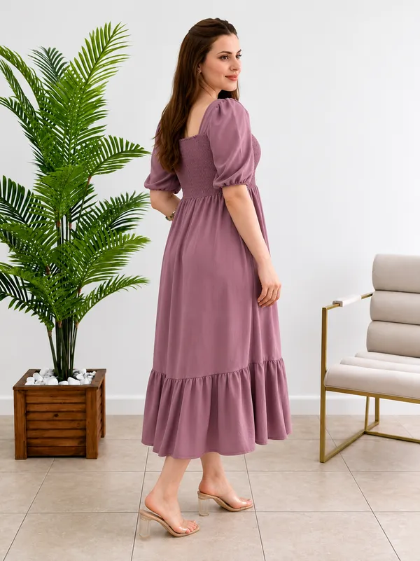 Women's_Pink_Consai_Midi_Dress_|_Puff_Sleeve_Smocked_A-Line_Dress_|_Casual_Western_Dress_for_Women_|_Elegant_Flared_Midi_Dress
