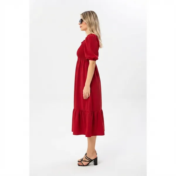 Women's_Red_Consai_Midi_Dress_|_Puff_Sleeve_Smocked_A-Line_Dress_|_Casual_Western_Dress_for_Women_|_Elegant_Flared_Midi_Dress