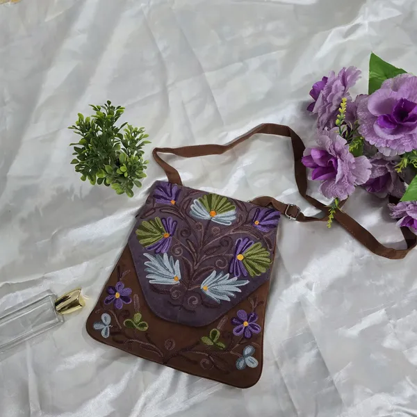 Brown_&_Purple_Leather_Sling_Bag_For_Women_&_Girls