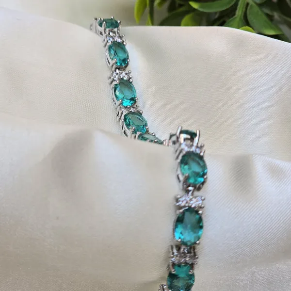 Sea_Blue_Stainless_Steel_Topaz_With_American_Diamond_Bracelet