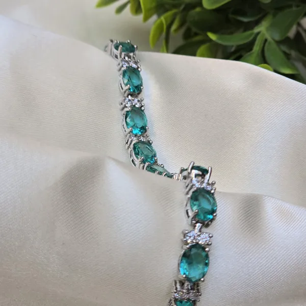 Sea_Blue_Stainless_Steel_Topaz_With_American_Diamond_Bracelet
