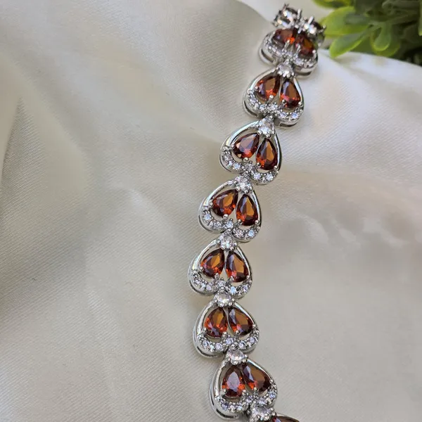 Orange_Stainless_Steel_Zircon_Heart_Shaped_Bracelet