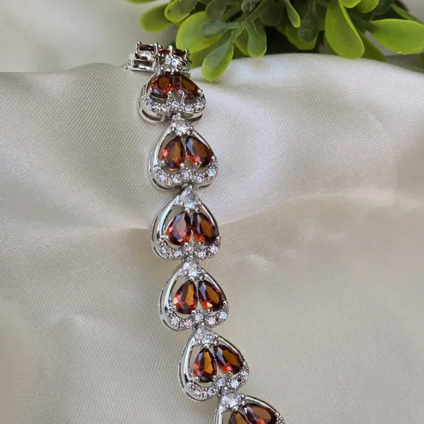 Orange_Stainless_Steel_Zircon_Heart_Shaped_Bracelet