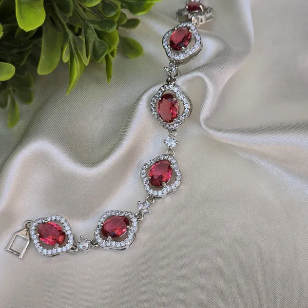 Red_Stainless_Steel_Ruby_Anti-Tarnish_&_Water_Resistant_With_American_Diamond_Oval_Shaped_Bracelet_For_Women