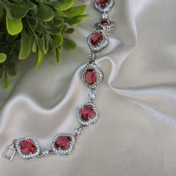 Red_Stainless_Steel_Ruby_Anti-Tarnish_&_Water_Resistant_With_American_Diamond_Oval_Shaped_Bracelet_For_Women