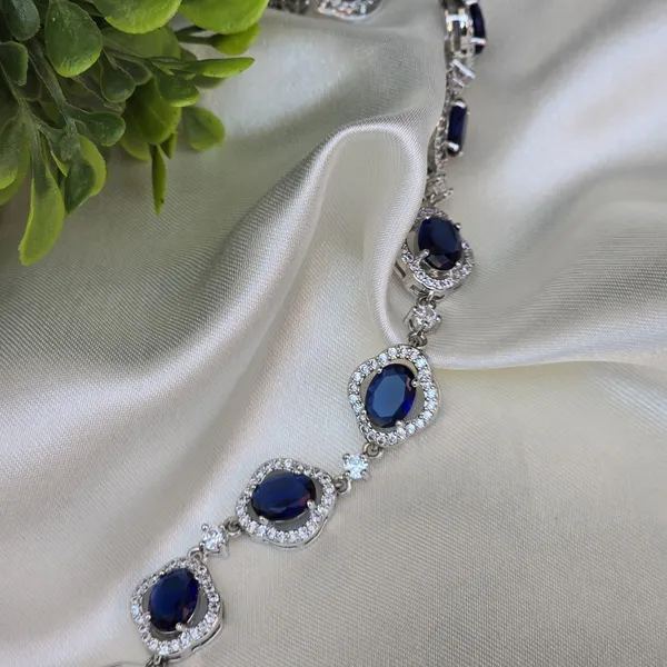 Blue_Stainless_Steel_Sapphire_With_American_Diamond_Oval_Shaped_Bracelet