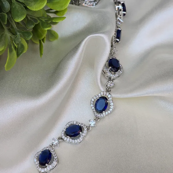 Blue_Stainless_Steel_Sapphire_With_American_Diamond_Oval_Shaped_Bracelet