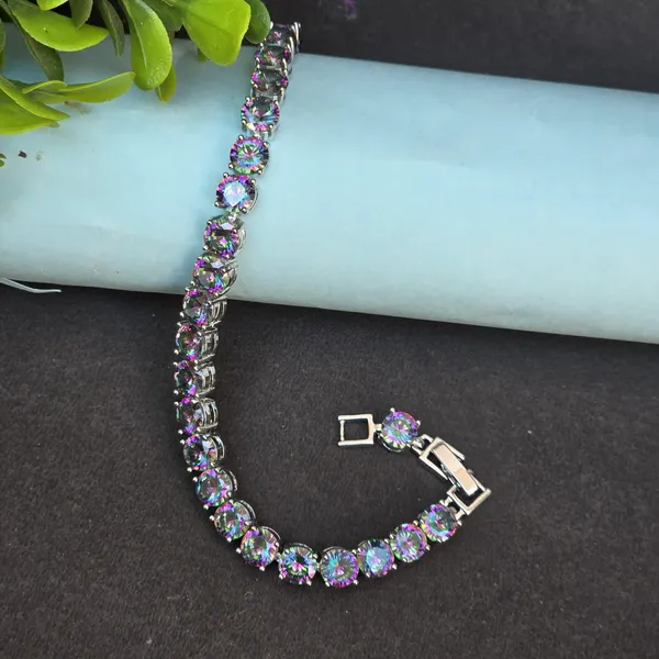 Multicolor_Stainless_Steel_Anti-Tarnish_&_Water_Resistant_Mystic_Topaz_Bracelet_For_Women