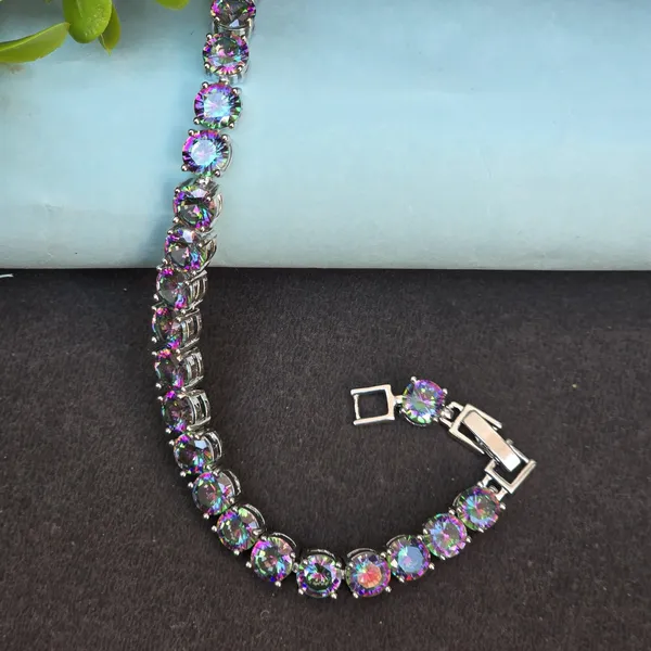 Multicolor_Stainless_Steel_Anti-Tarnish_&_Water_Resistant_Mystic_Topaz_Bracelet_For_Women