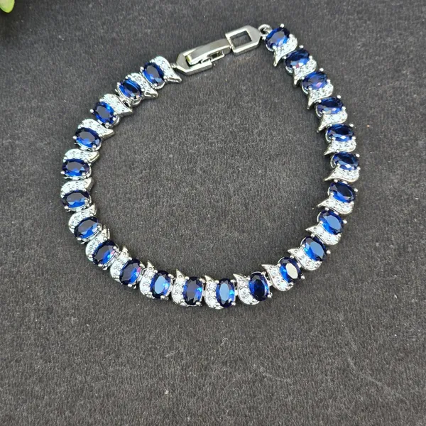 Blue_Stainless_Steel_Sapphire_With_American_Diamond_Fish_Cut_Bracelet_For_Women