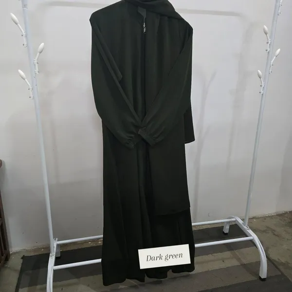 Green_Crepe_Zipper_Abaya_For_Women