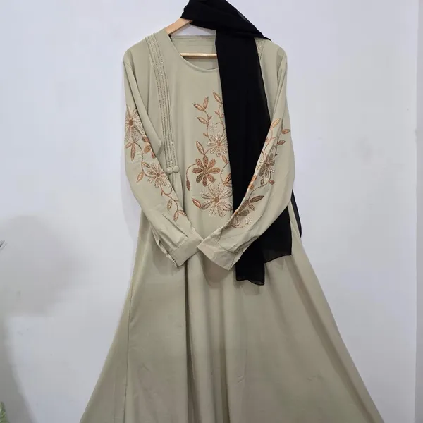 Cream_Georgette_Abaya_With_Golden_Embroidery