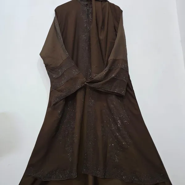 Brown_Chiffon_Abaya_Burqa_With_Attached_Shrug_For_Women