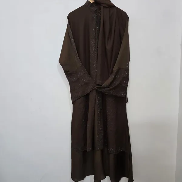 Brown_Chiffon_Abaya_Burqa_With_Attached_Shrug_For_Women
