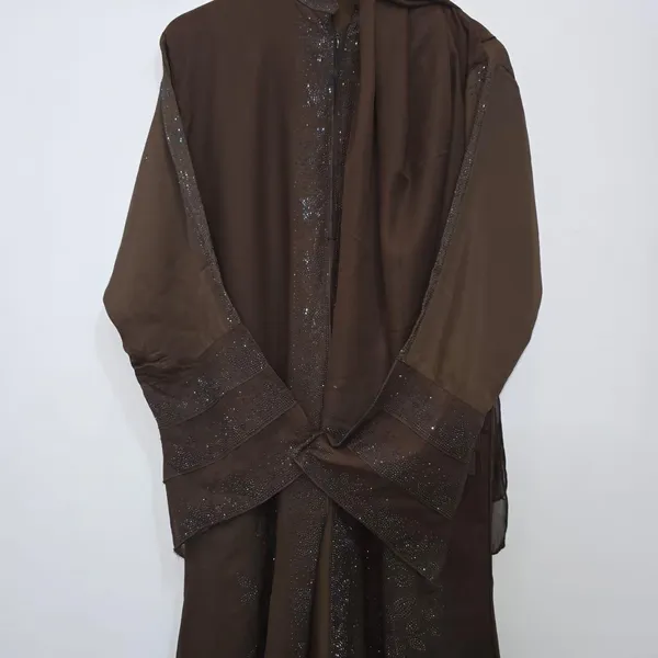 Brown_Chiffon_Abaya_Burqa_With_Attached_Shrug_For_Women