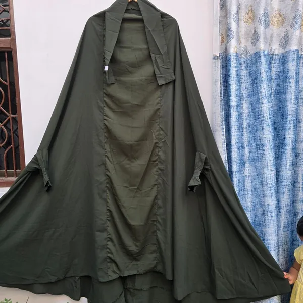Olive_Green_Firdaus_Fabric_Adjustable_Jilbab_&_Skirt