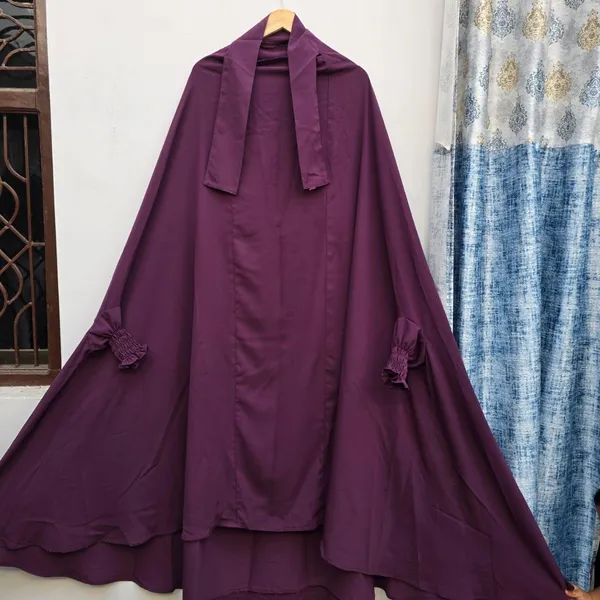 Wine_Firdaus_Fabric_Adjustable_Jilbab_&_Skirt