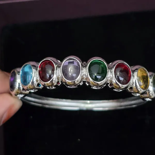 Multicolor_Stainless_Steel_Oval_Design_Stone_Bangle