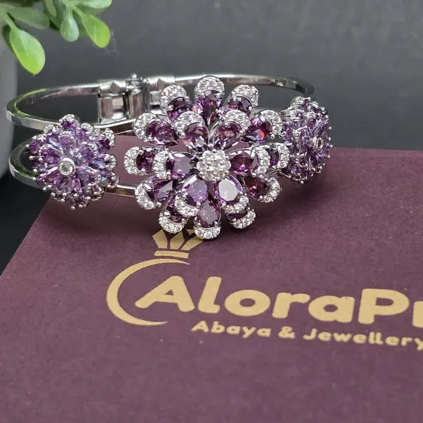 Purple_Stainless_Steel_Spinel_With_American_Diamond_Flower_Design_Stone_Bangle