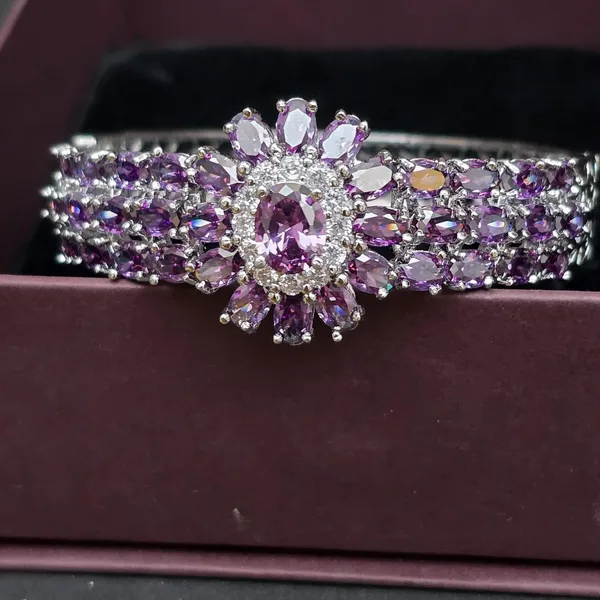 Purple_Stainless_Steel_Flower_Design_Stone_Bangle