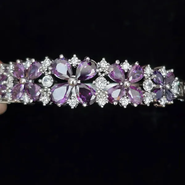Purple_Stainless_Steel_Spinel_With_American_Diamond_Flower_Design_Stone_Bangle