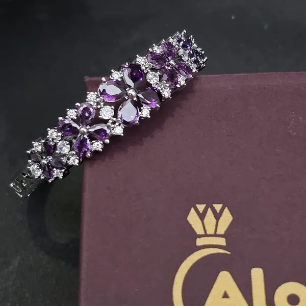 Purple_Stainless_Steel_Spinel_With_American_Diamond_Flower_Design_Stone_Bangle
