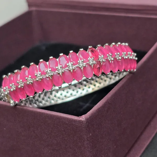 Pink_Stainless_Steel_Ruby_Flower_Design_Stone_Bangle