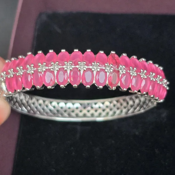 Pink_Stainless_Steel_Ruby_Flower_Design_Stone_Bangle