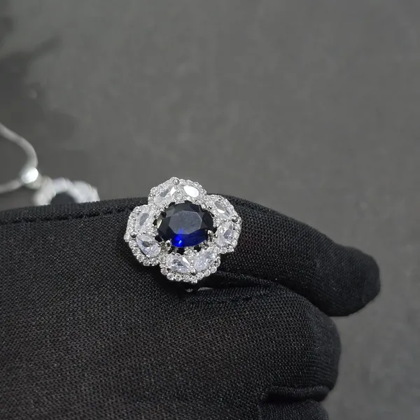 Blue_Stainless_Steel_Sapphire_With_American_Diamond_Pendant_Set