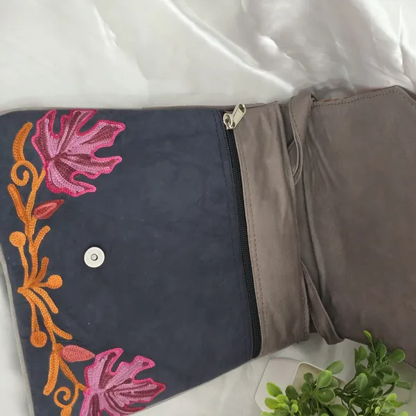 Grey_&_Blue_Leather_Sling_Bag_For_Women_&_Girls