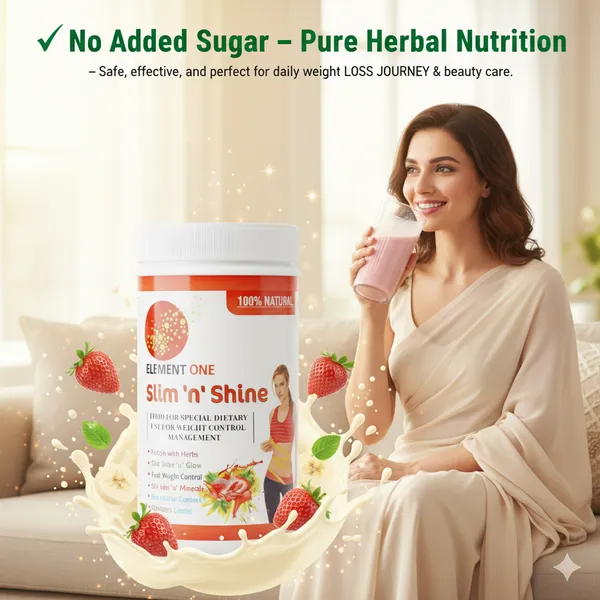 Element_One_Slim_N_Shine_–_Banana_with_Strawberry_Flavour_|_Herbal_Slimming_Protein_Powder_for_Weight_Loss,_Fair_&_Glowing_Skin_|_High_Protein,_Low_Fat,_Ayurvedic_Formula_with_No_Added_Sugar