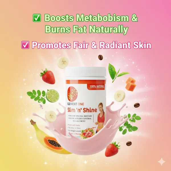 Element_One_Slim_N_Shine_–_Banana_with_Strawberry_Flavour_|_Herbal_Slimming_Protein_Powder_for_Weight_Loss,_Fair_&_Glowing_Skin_|_High_Protein,_Low_Fat,_Ayurvedic_Formula_with_No_Added_Sugar