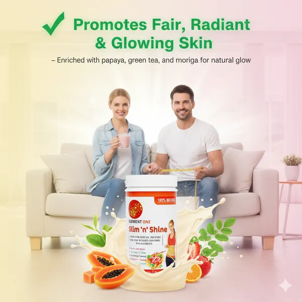 Element_One_Slim_N_Shine_–_Banana_with_Strawberry_Flavour_|_Herbal_Slimming_Protein_Powder_for_Weight_Loss,_Fair_&_Glowing_Skin_|_High_Protein,_Low_Fat,_Ayurvedic_Formula_with_No_Added_Sugar