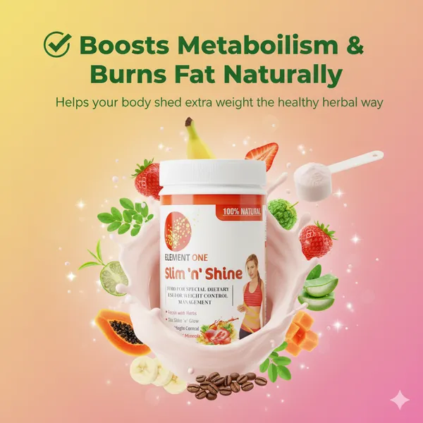 Element_One_Slim_N_Shine_–_Banana_with_Strawberry_Flavour_|_Herbal_Slimming_Protein_Powder_for_Weight_Loss,_Fair_&_Glowing_Skin_|_High_Protein,_Low_Fat,_Ayurvedic_Formula_with_No_Added_Sugar