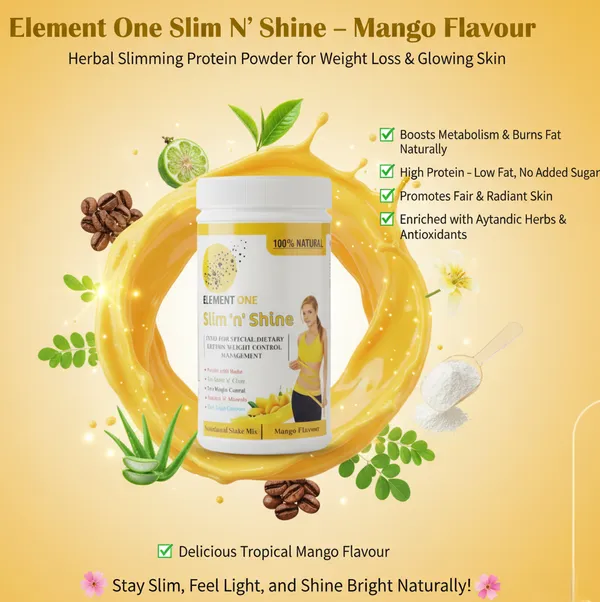 Slim_N_Shine_–_Mango_Flavour_|_Herbal_Slimming_Protein_Powder_for_Weight_Loss,_Fair_&_Glowing_Skin_|_High_Protein,_Low_Fat,_Ayurvedic_Nutrition_with_No_Added_Sugar